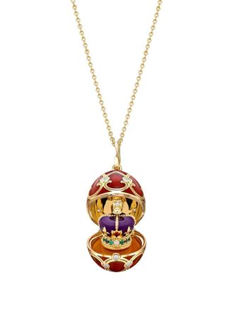 Fabergé 18kt yellow gold Heritage Coronation Crown Surprise diamonds locket pendant - women - White Diamond/Enamel/Ruby/Blue Sapphire/Carnelian/1