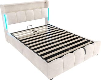 Urban Meuble Cama canap&eacute; tapizada 140x200 cm con LED y USB