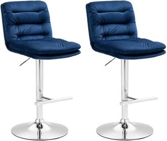 Clp Clp - Set De 2 Taburetes De Bar Damar En Terciopelo Azul Cromado