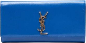 Saint Laurent Pre-owned Leren Clutch - Dames - Vintage Clutch - Blauw - ONE Size - Leer - Vintage
