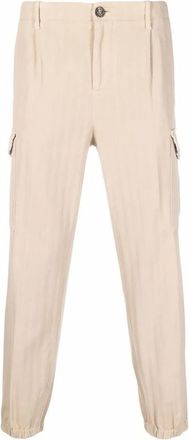 Brunello Cucinelli Beige Cargo Pants With Elastic Cuffs, Brand Size 56 (US Size 40)