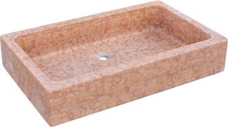 Biscottini International Biscottini - Fregadero de mármol rojo de cocina Lavabo de encimera Fregadero de piedra Lavabo de interior y exterior Lavabo de fuente