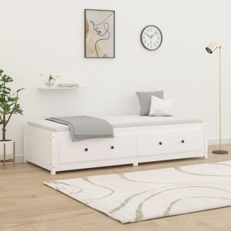 vidaXL Sof&aacute; Cama Sin Colch&oacute;n Madera Maciza De Pino Blanco 80x200 Cm Vidaxl