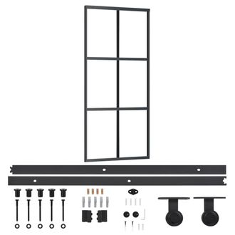 vidaXL Vidaxl - Puerta Corredera Con Herrajes Esg Vidrio Y Aluminio 90x205 Cm