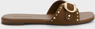 Charles & Keith Studded Buckled Slide Sandals