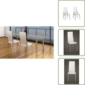 vidaXL The Living Store Sedie da Pranzo 2 pz Bianche in Similpelle - Sedie moderne