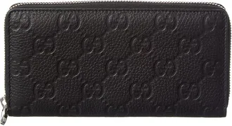 Gucci Imprint Leather Zip Around Wallet
