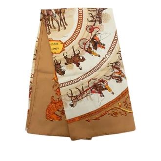 Herm&egrave;s Pre-owned La Promenade de Longchamps Sjaal - Dames - Pre-owned - Beige - Maat: ONE Size Zijde