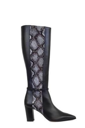 Amalfi By Rangoni Istria Pointed Toe Knee High Boot- Medium Width In Black Phyton