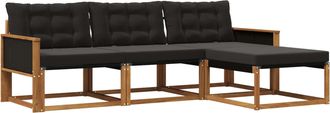 vidaXL Conjunto De Sof&aacute;s De Exterior 4 Uds. Natural Y Negro Vidaxl