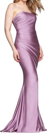 Faviana Strapless Tight Long Dress In Deep Mauve