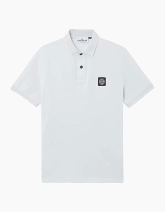 Stone Island Mens Stone Island Organic Cotton Elastane Pique Sky Blue Polo Shirt - Size: 40