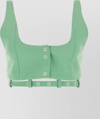 Ganni organic cotton sleeveless cutout cropped top