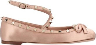 Valentino Womens Satin Rockstud Satin Ballerina Flat (Authentic Pre-Loved)