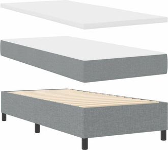 vidaXL Cama Tipo Box Spring Con Colch&oacute;n Gris Claro 100 X 200 Cm Tela Vidaxl