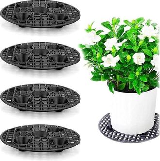OEM Allecto Plus - 4 Soportes Redondos Para Macetas De 20 Cm - Para Patio Y Terraza - Soporte Para Plantas De Exterior