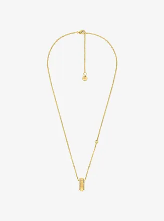 Michael Kors Pav&eacute; Gold-Tone Brass Ring Necklace