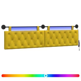 vidaXL Cabecero Colgante Con Luz Led Amarillo Terciopelo Vidaxl