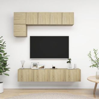 vidaXL Set Muebles De Sal&oacute;n Tv 5 Pzas Madera Ingenier&iacute;a Roble Sonoma Vidaxl