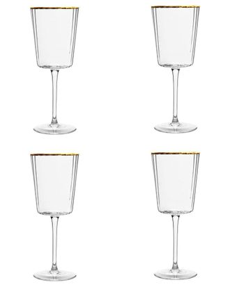 10 Strawberry Street Set Of 4 Grace Gold Rim Glassware: White Wine Glass