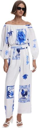 Desigual Tamesis White & Blue Jumpsuit 25SWPW06