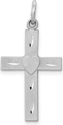 Diamond2Deal 14k White Gold Diamond-cut Latin Cross Charm