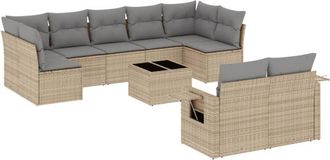 vidaXL Juego De Sof&aacute;s Jard&iacute;n Con Cojines Beige 10 Pzas Rat&aacute;n Sint&eacute;tico Vidaxl