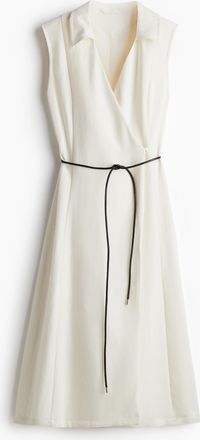 H&M Wickelkleid mit Bindegürtel - White