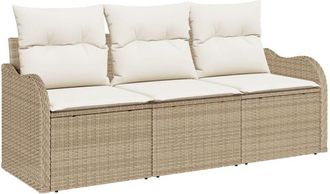 vidaXL Conjunto De Sof&aacute; De Jard&iacute;n Con Coj&iacute;n 3 Pcs Beige Polirat&aacute;n Vidaxl