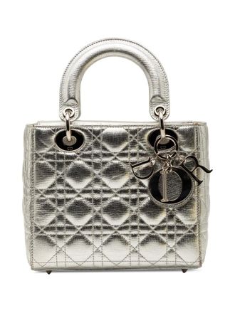 Dior 2017 Small Metallic Grained Calfskin Cannage My ABCDior Lady Dior satchel - Silver