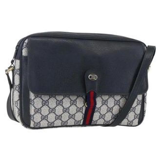 Gucci Pre-owned Cross Body Bags, female, Blue, Size: ONE SIZE Pre-owned Canvas Cross Body Bag