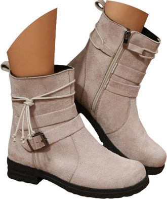 Generic Ankle Boots for Women UK Winter Boots for Women UK Vintage Casual Suede Lace Up Round Toe Chunky Block Low Heels Ankle Booties Western Cowgirl Cowboy 