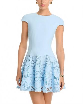 Self Portrait Crepe Lace Dress In Blue