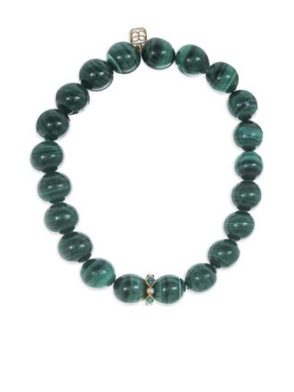 Sydney Evan 14K yellow gold diamond and malachite bead bracelet - women - Malachite/14kt Yellow Gold/Diamond - One Size
