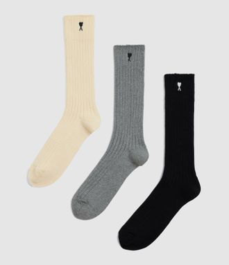 Ami Chaussettes Pack Three Ami De Coeur Blanc Gris Noir