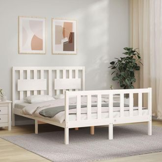 Berkfield Home Bed Frame with Headboard White 140x200 cm Solid Wood