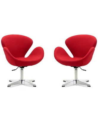 Manhattan Comfort Set Of 2 Raspberry Adjustable Swivel Chairs
