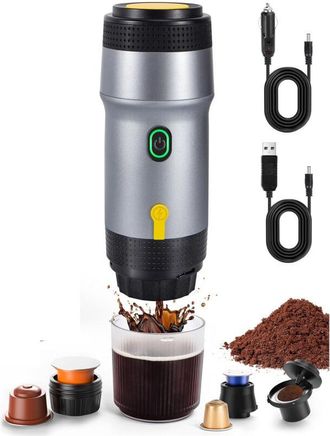 OEM Cafetera Espresso Port&aacute;til 3 En 1, Con Autocalentamiento, Para C&aacute;psulas Y Caf&eacute; Molido, Ideal Para Viajes, Autocaravanas, Senderismo Y Acampada