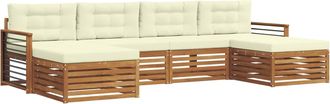 vidaXL Conjunto De Sof&aacute;s De Exterior 6 Uds. Natural Y Crema Vidaxl