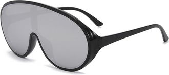 Generic Sports Oversized Mens Sunglasses Outdoor Driving Womens Vacation Sun Glasses(Silver)