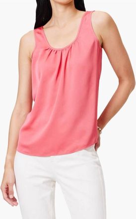 Nic+Zoe Satin Chiffon Scoop Tank Top In Coral