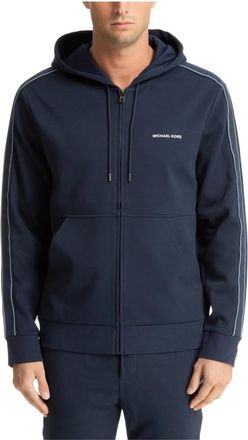 Michael Kors Plain Hoodie met Trekkoord en Rits - Heren - Vesten met rits - Blauw - 2XL - Katoen - Hoodies & sweatvesten