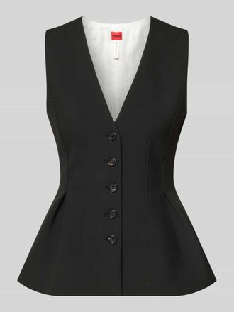 HUGO BOSS Slim Fit Weste mit Viskose-Anteil Modell Anena in Black, Gr&ouml;&szlig;e 34