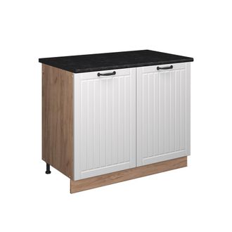 Vicco Mueble Bajo Para Fregadero Fame-line, Blanco Casa De Campo/roble Dorado, 100 Cm, Et Antracita, Vicco