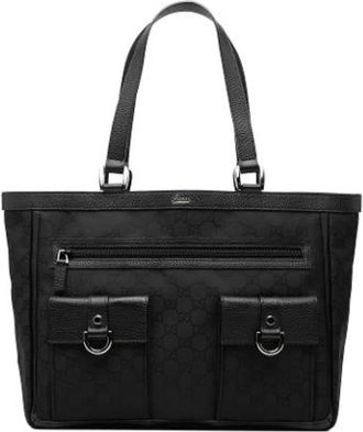 Gucci Pre-owned Tote Bags, female, Black, Size: ONE SIZE Pre-owned Nylon Tote