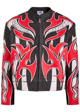 Warren Lotas Plastisol Puff Printed Armor Canvas Jacket - Black Red - S