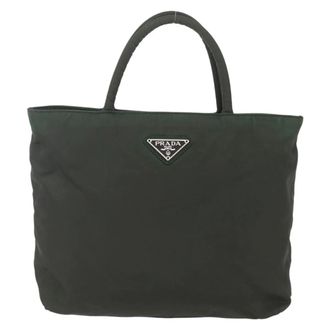 Prada Vintage Zip Tessuto Khaki Nylon Handbag (Pre-Owned)
