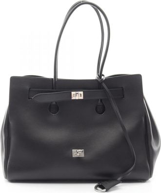 Balenciaga Black Leather Handbag Tote Bag (Pre-Owned)