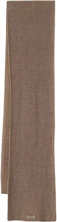 Pinko Ribbed Cashmere-Wool Scarf - Dames - Wintersjaals - Beige - ONE Size - Katoen - Accessoires