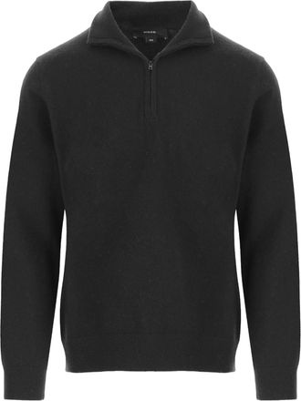 Vince Black Half-Zip Ribbed Cashmere Sweater